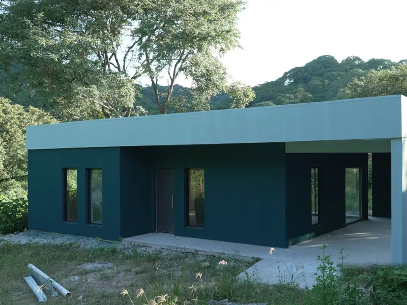Modelo Mora construido, fachada terminada
